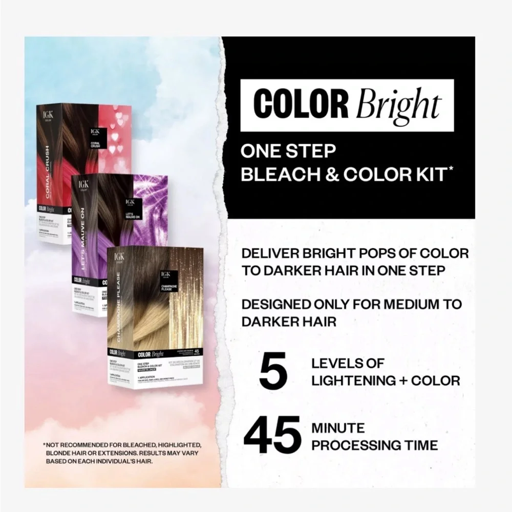 IGK Hair Color Bright Ice Breaker cool blonde one step bleach and color kit
